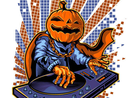 万圣节南瓜DJ服装印花裁片设计