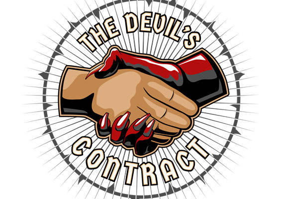 时尚裁片印花：恶魔握手图案服装印花