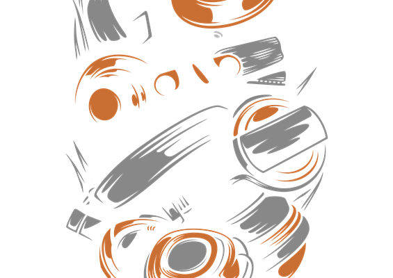 时尚潮流：橙灰渐变花型服装印花裁片