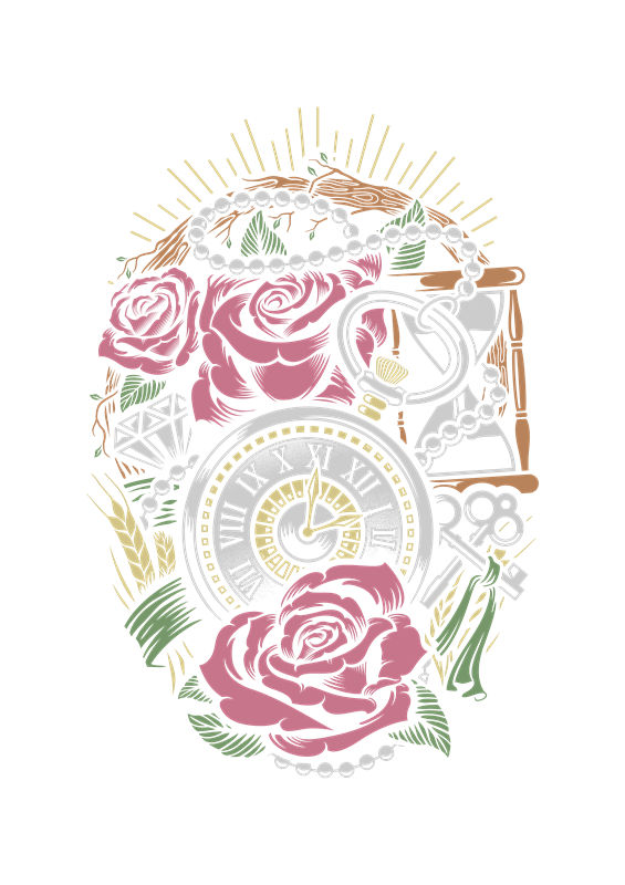 优雅玫瑰花型服装印花裁片设计