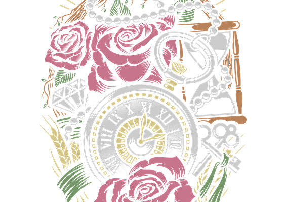 优雅玫瑰花型服装印花裁片设计