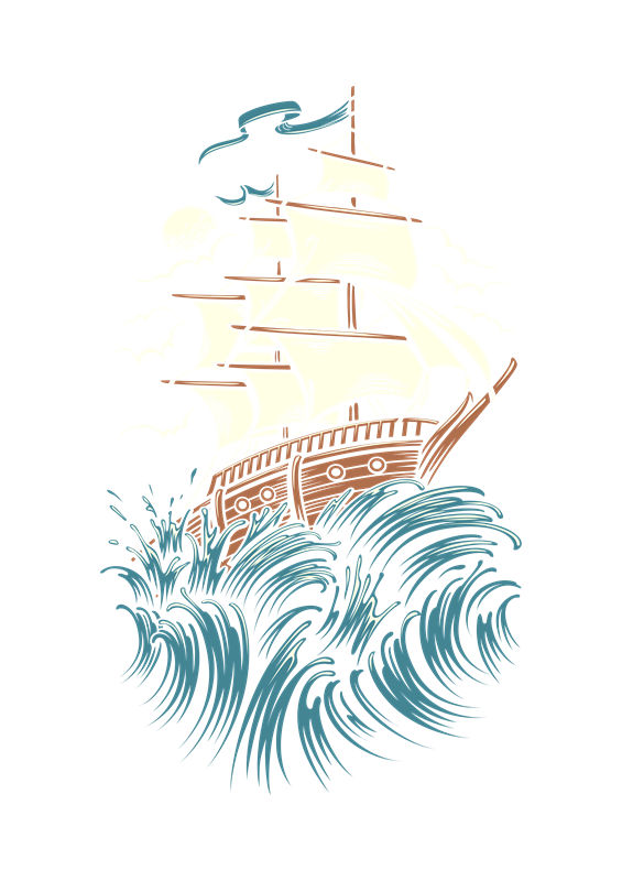 复古帆船与波浪纹样：服装印花与裁片印花的理想素材