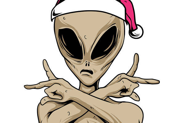 圣诞外星人裁片印花：创意服装印花素材