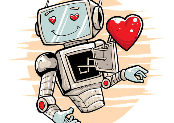 复古机器人爱心裁片印花，打造独特服装