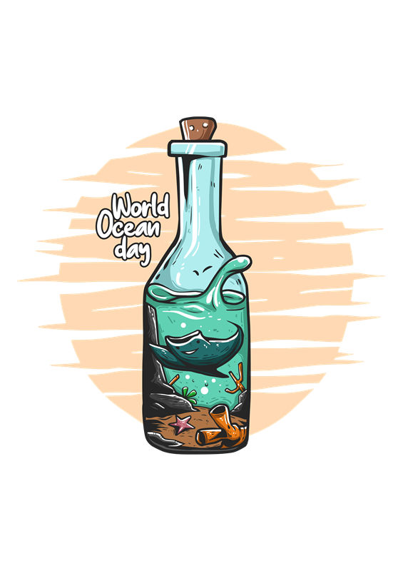 海洋世界瓶中鲸鱼印花：创意服装印花设计
