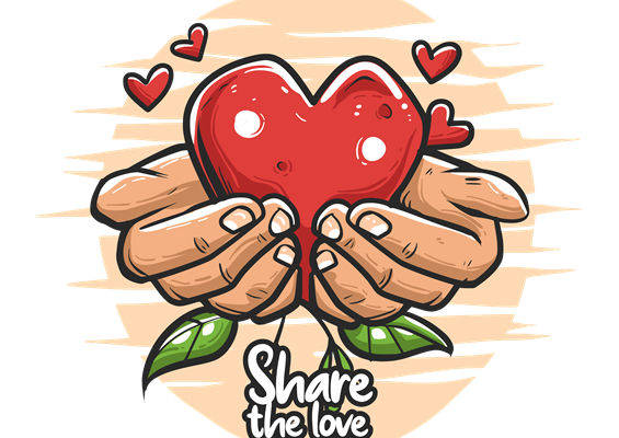 爱的传递：手捧红心服装印花图案