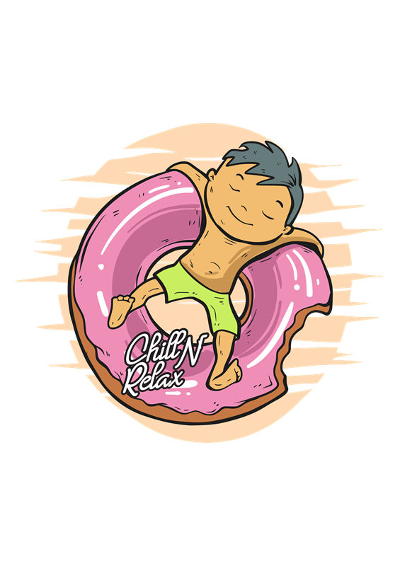 夏日清凉男孩泳圈印花图案，打造个性服装