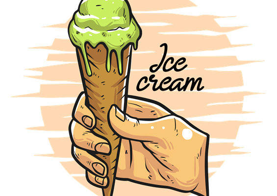 夏日清凉抹茶冰淇淋印花裁片,打造个性时尚服装