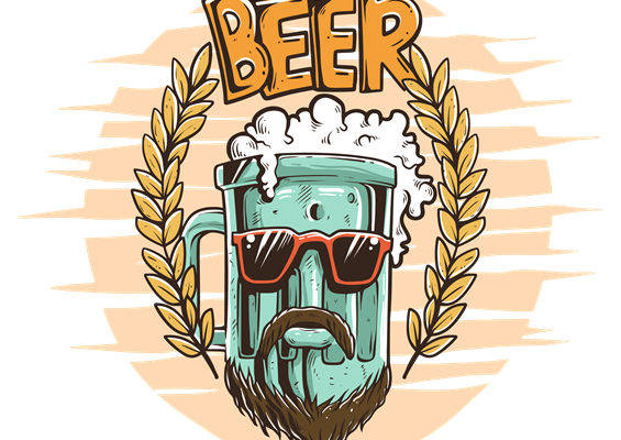 复古啤酒杯印花图案，打造个性服装裁片