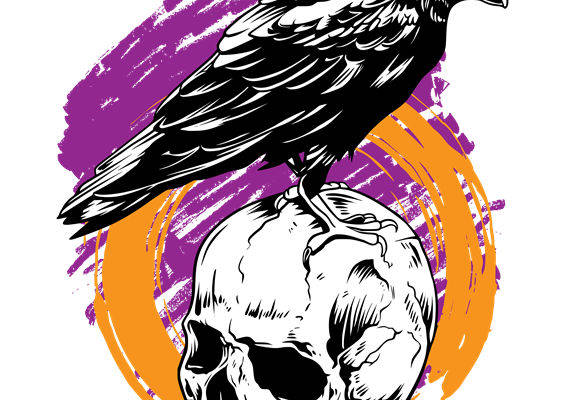 暗黑系骷髅乌鸦图案,打造独特服装印花