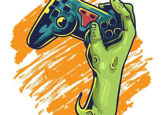 复古游戏手柄图案裁片印花,打造独特服装设计