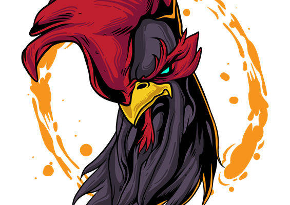 红色公鸡头像裁片印花设计,时尚服装印花素材