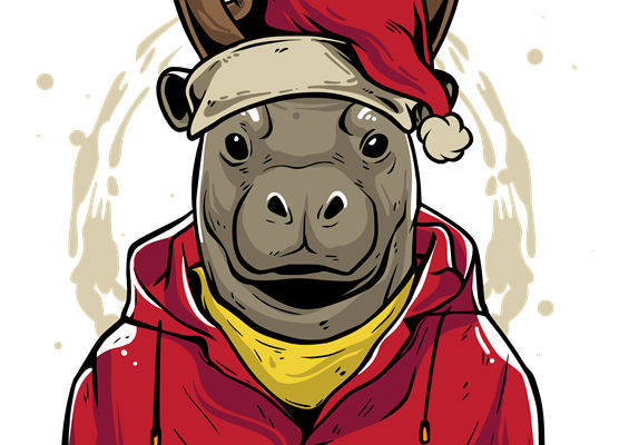 圣诞驯鹿服装印花裁片设计