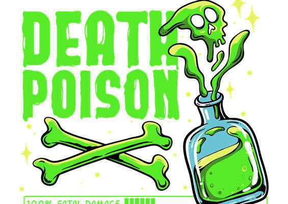 绿色骷髅与毒液图案的服装印花裁片