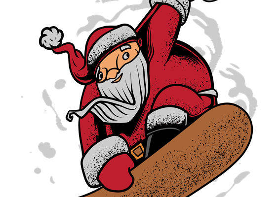 圣诞老人滑雪图案服装印花裁片