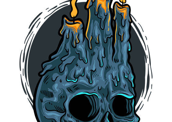 骷髅蜡烛：独特服装印花图案设计