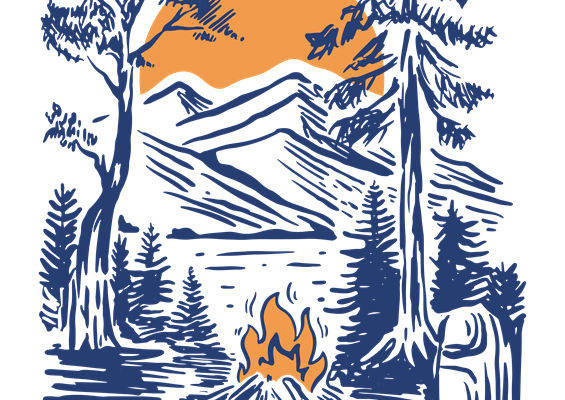 自然山林篝火裁片印花，打造户外冒险风格服装