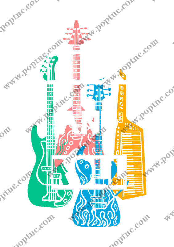 音乐灵魂:吉他图案裁片印花,打造个性服装