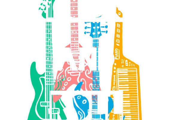 音乐灵魂:吉他图案裁片印花,打造个性服装