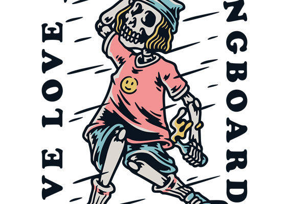 骷髅滑板手裁片印花,时尚个性服装印花设计