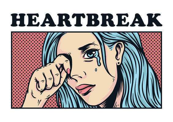 服装印花素材：心碎女孩插画风格裁片印花