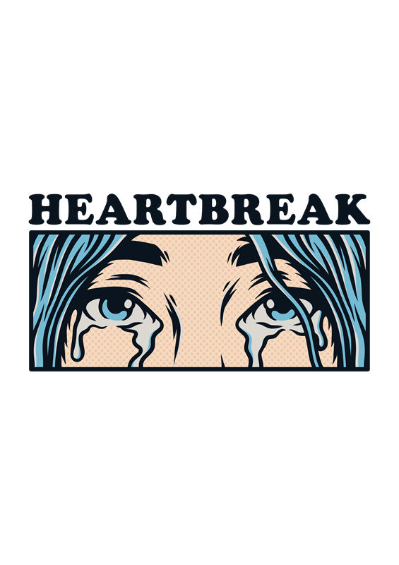 心碎蓝泪纹服装印花设计