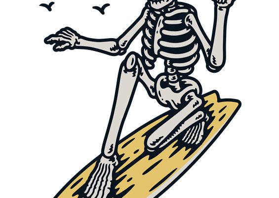 骷髅冲浪手裁片印花：独特风格的服装印花素材