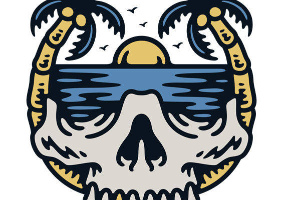 热带风情骷髅日落印花：服装印花新选择