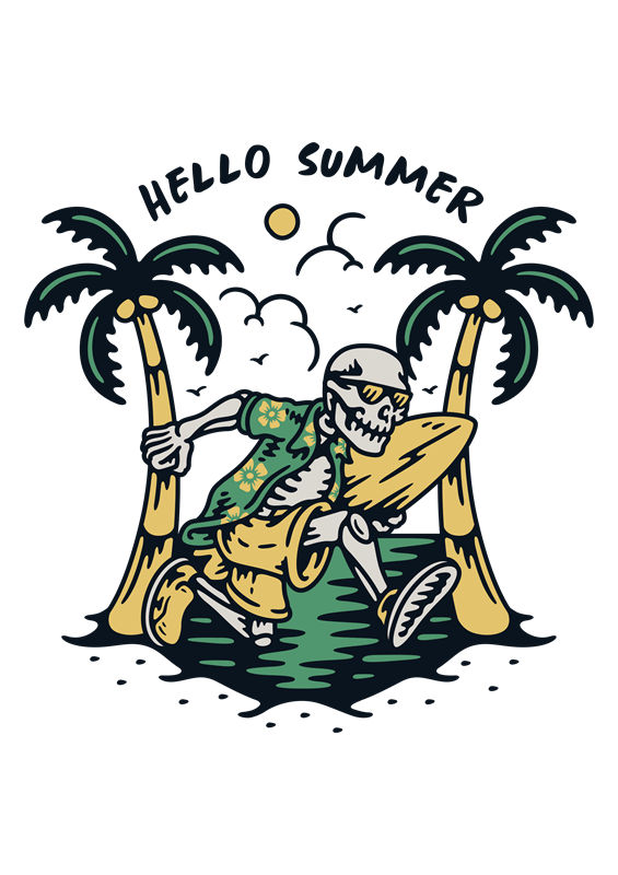 热带风情夏日骷髅图案服装印花