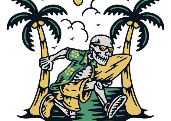 热带风情夏日骷髅图案服装印花