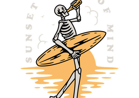 骷髅冲浪手:独特服装印花图案设计