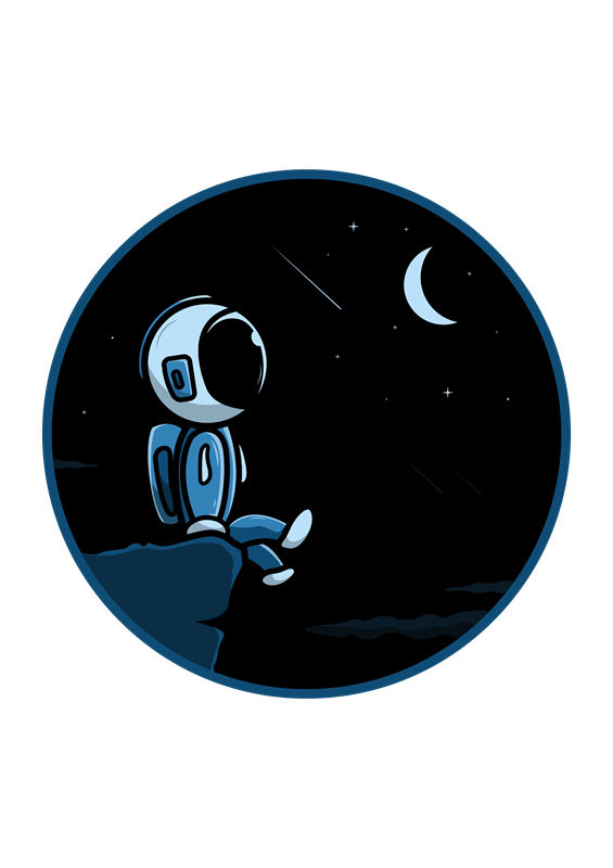 夜空中的月球宇航员：服装印花素材