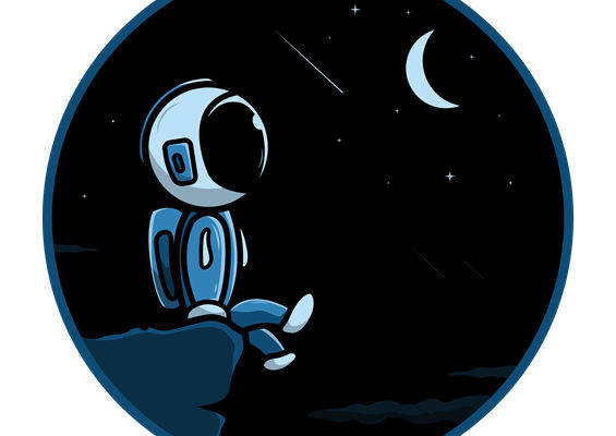 夜空中的月球宇航员:服装印花素材