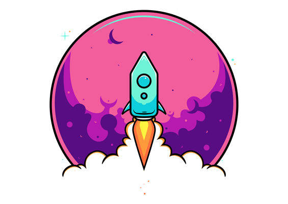 未来科技风火箭发射图案服装印花