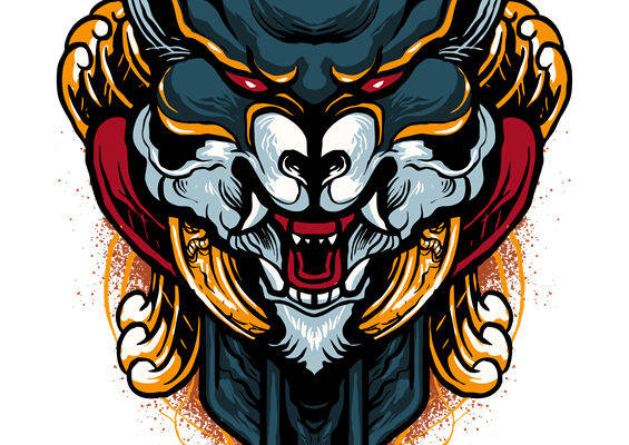 狂野狼头图案：服装印花裁片设计灵感