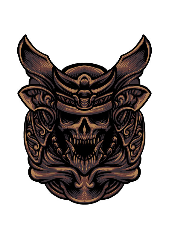 暗黑武士头盔纹样裁片印花，打造独特服装设计
