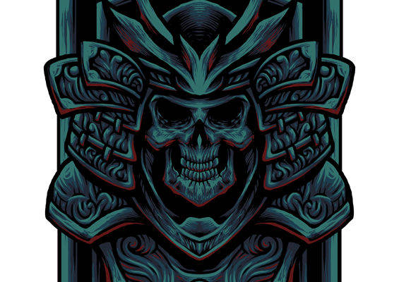 暗黑武士头盔图案裁片印花，打造独特服装设计