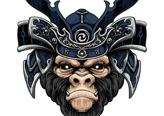 狂野武士头盔猿猴印花：服装印花新选择