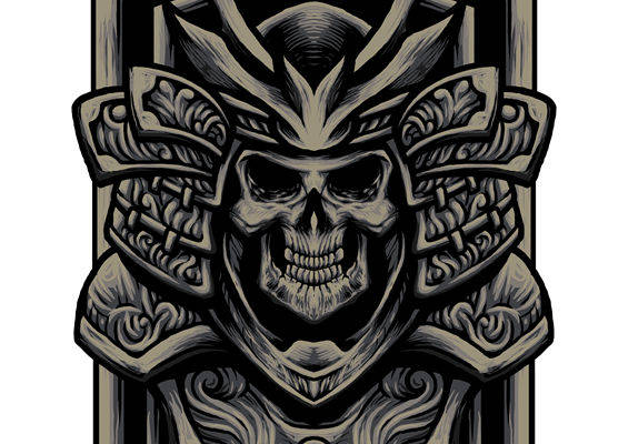 暗黑武士头盔图案：服装印花裁片设计灵感