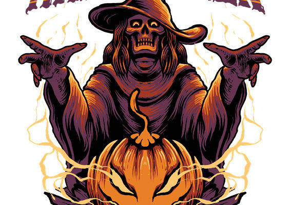 万圣节南瓜巫师裁片印花：服装印花新选择