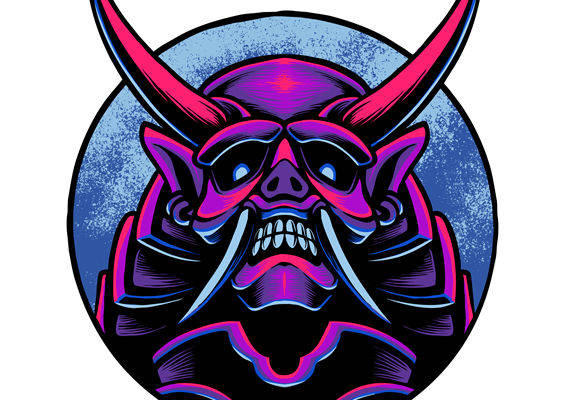 暗黑风恶魔头像裁片印花，打造个性服装