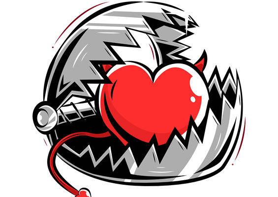 裁片印花：个性心形恶魔图案服装印花