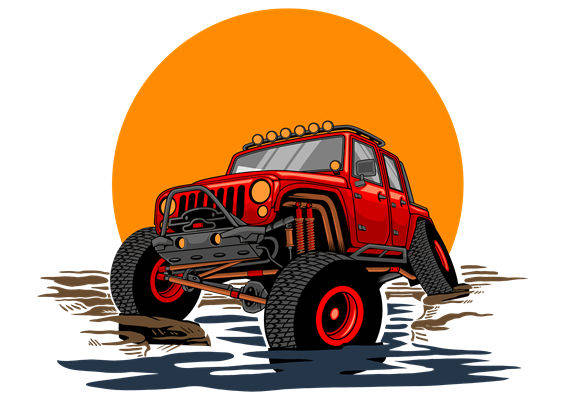 越野车图案裁片印花，打造个性户外服装