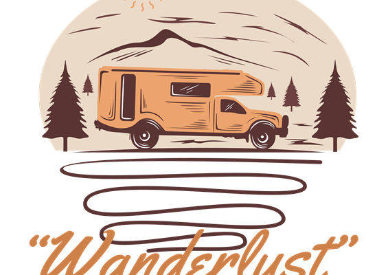 自然风露营车印花图案，打造户外探险服装