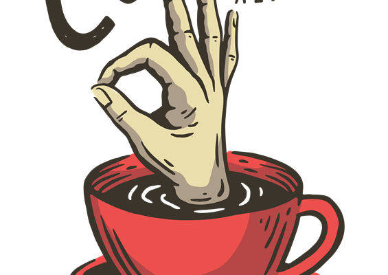 复古咖啡杯手印裁片印花,打造个性服装