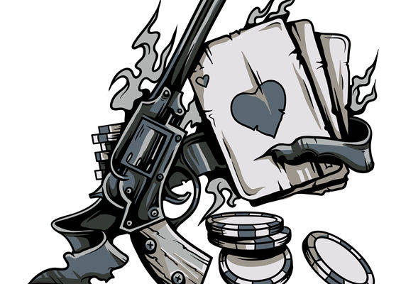 枪牌花型印花裁片:复古街头风服装印花