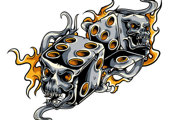 骷髅火焰骰子图案：服装印花裁片设计灵感