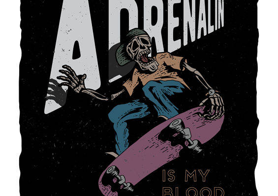 骷髅滑板手裁片印花：极限运动风服装印花