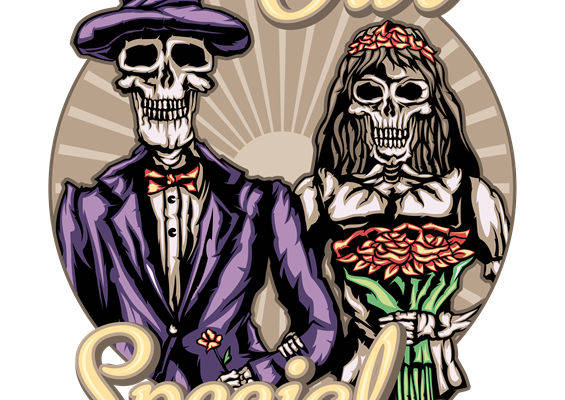 骷髅情侣花型印花素材：服装印花的完美选择