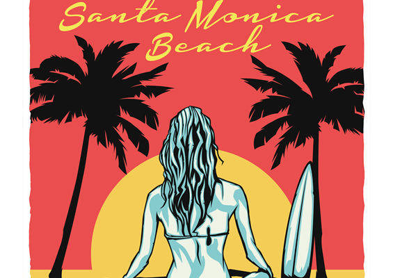 复古冲浪风裁片印花：海滩风情服装印花